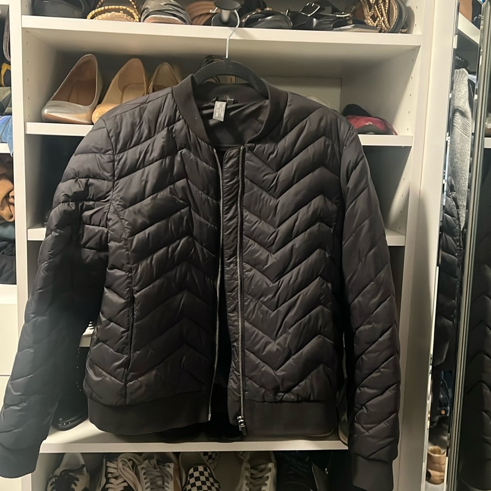 Black Sweaty Betty Falcon Nylon Quilted Bomber Jacket  | Size L